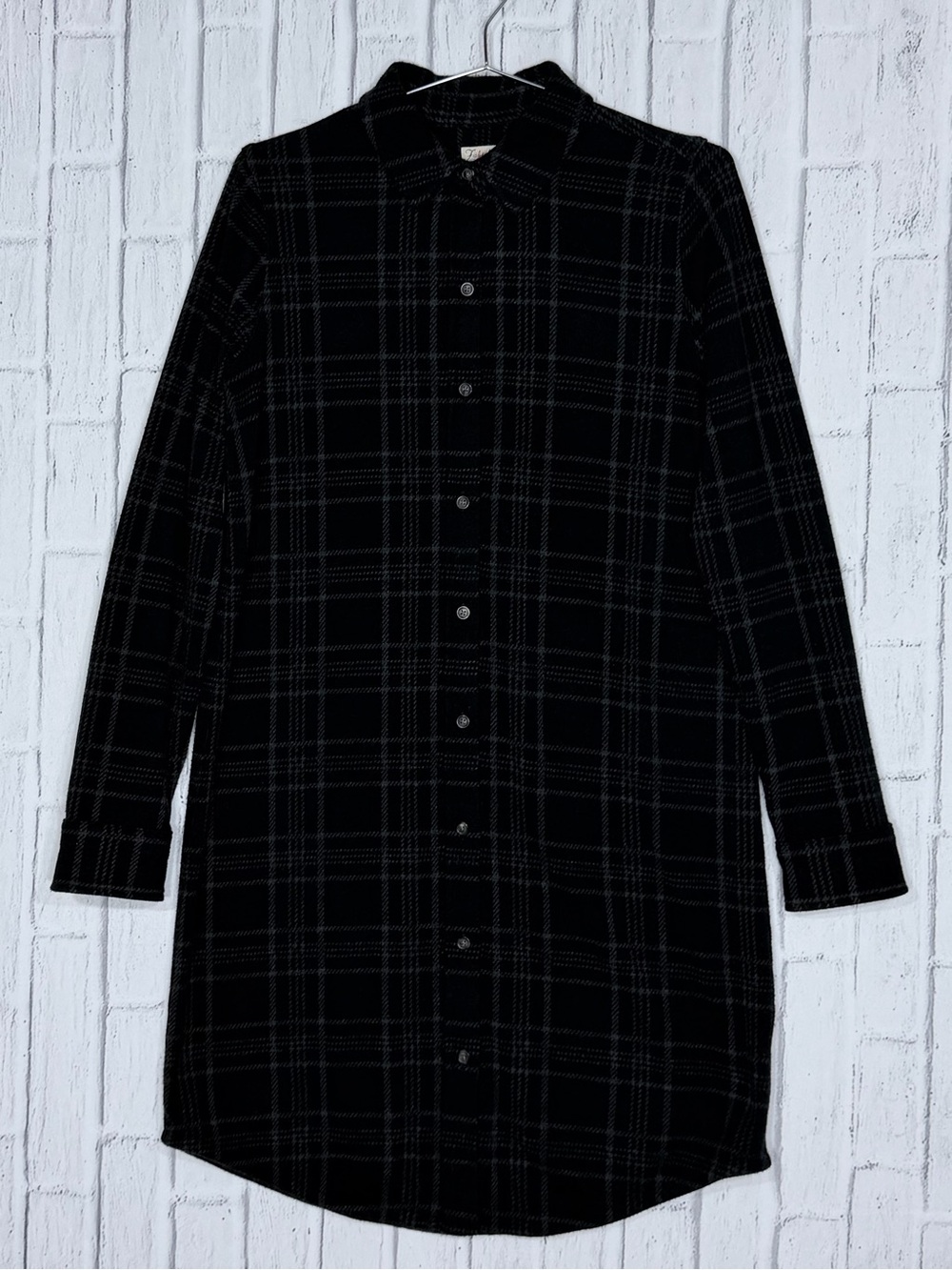 🖤 Faherty Legend Sweater Dress Black Charcoal Plaid Button Front Small
